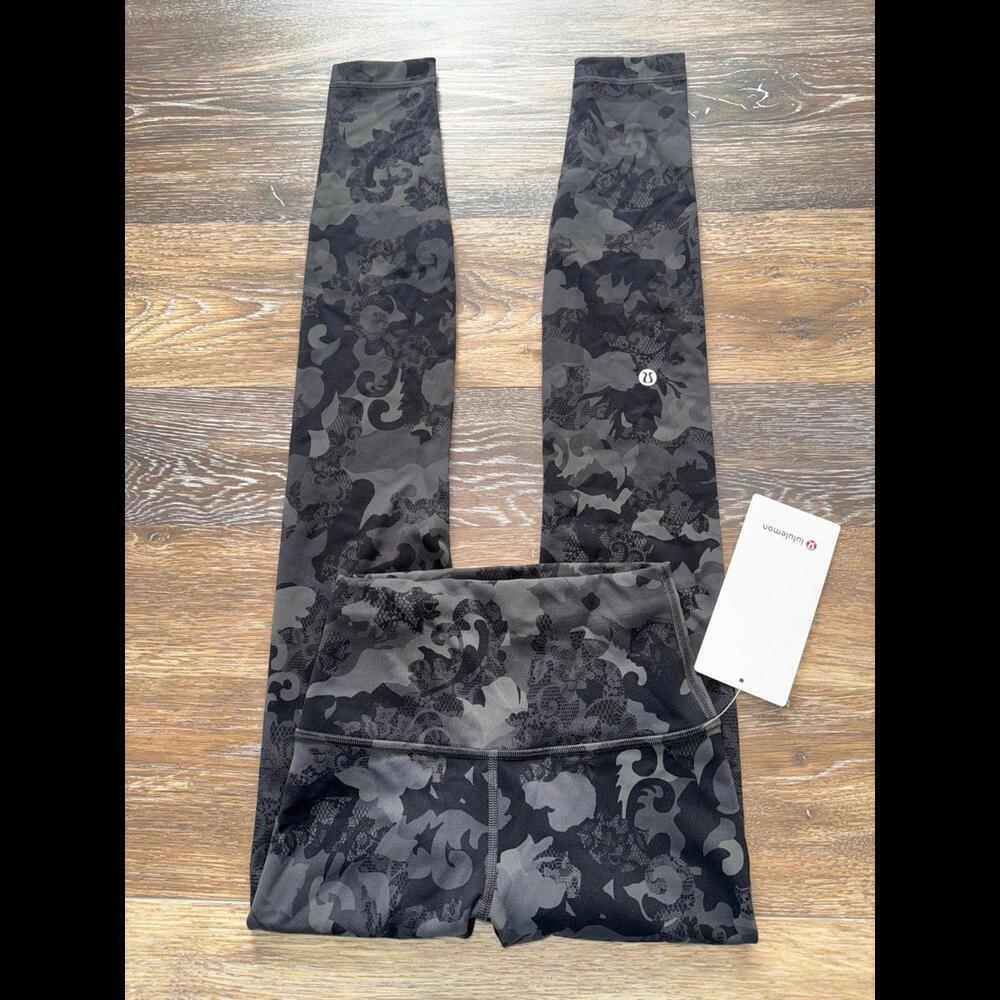Lululemon Wunder Train High Rise 28” Hidden Heritage Lace Black Size 2 NWT